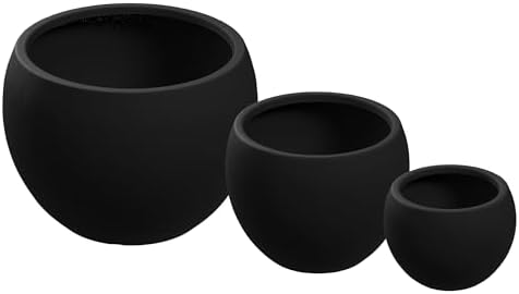 Beuta Large Poly Planters for Outdoor Plants - Set of 3, 8/12/14 Inches Outdoor Planters for Porch - Tall Planter for Outdoor & Indoor Plants | Large Indoor Plant Pot - USA Made - Black by Beuta