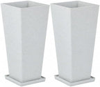 Autodaya 28" Plant Pots Tall Planters for Outdoor Plants Set of 2 with Tray - Image 3