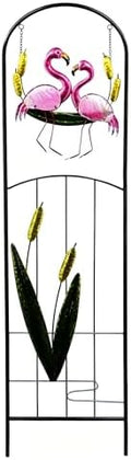 Solar Flamingo Garden Trellis Metal Climbing Plant Flower Stake by Voumsil