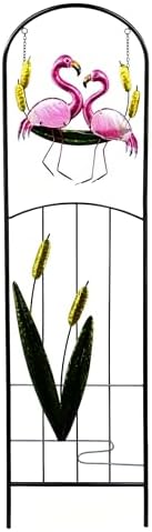 Solar Flamingo Garden Trellis Metal Climbing Plant Flower Stake by Voumsil