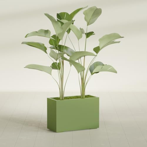 Greenline Leo Tall Rectangular Fiberglass Planter, Outdoor Planter Box - Image 4
