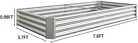Metal Raised Garden Bed for Outdoor Vegetable & Flower Gardening: 7.6x3.7ft Large Galvanized Steel Planter Box, Easy Assembly Deep Root Garden Beds for Backyard, Patio (Silver with 8x4x1ft) - Image 2