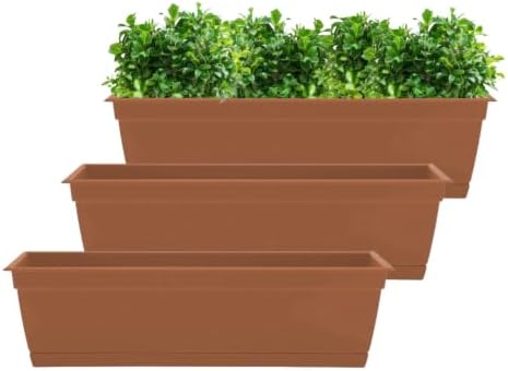 Bloem Dayton 24" Recycled Plastic Window Box Planter, Terra Cotta, 3-Pack by Bloem
