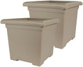 The HC Companies Accent Square Plant Pot, 15.5 Inch, Sandstone, 2-Pack by TheHCCompanies