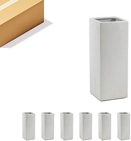 WGV Ceramic Block Vase Bulk, 5" W x 14" H, (Multiple Size/Color Choices) Matte Tall Square Flower Planter Pot, Accents Home Office Tabletop Decor, Ideal Gifts White 6 Pieces (CSB0514WT) by WGVInternational-OpusGlassware