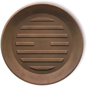 Crescent Garden Universal Round Planter Saucer, Durable Drainage Dish for Plant Pots, Heavy-Duty Plant Dishes Saucer, Indoor & Outdoor Plant Trays - Rust (8.5 inch Inner, 11 inch Outer Diameter) by CrescentGarden