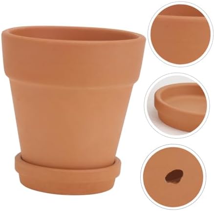 Red Clay Succulent Pots with Drainage Saucer Set, 8x8cm Terracotta Planters for Indoor Outdoor Gardening, Breathable Decorative Flower Containers, 5pcs - Image 7