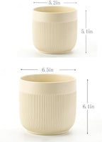 Ceramic 5.2+6.5 inch Planters, Modern Home and Office Flowerpot, Indoor and Outdoor Flowerpot with Drainage Hole (Yellow) - Image 2