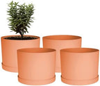 Bloem Mathers 8" Modern Plastic Planter, Muted Terra Cotta, 4-Pack by Bloem