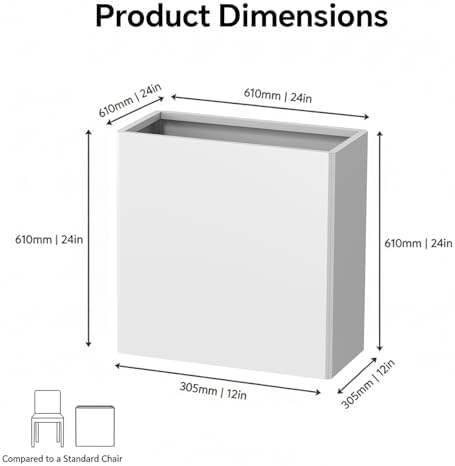 Tall Planter -24X12X24inch Planter Box with Removable Insert Shelf, White - Image 3