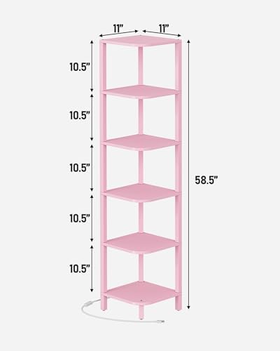 TUTOTAK Corner Shelf with LED Light, 6-Tier Corner Bookshelf - Image 2