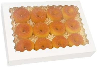 qiqee Auto-pop Up White Cookie Box with Window 14x10x2.5 inch 24Pcs Bakery Pastry Macaron Bakery Box For Packaging (Pack of 2) - Image 4