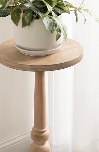 Kate and Laurel Wegner Traditional Wooden Round Drink Table, 12 x 12 x 30, Light Natural Wood, Elegant and Durable Mango Wood Pedestal Table for Use as Indoor Plant Stand or Useful Living Room Decor - Image 5