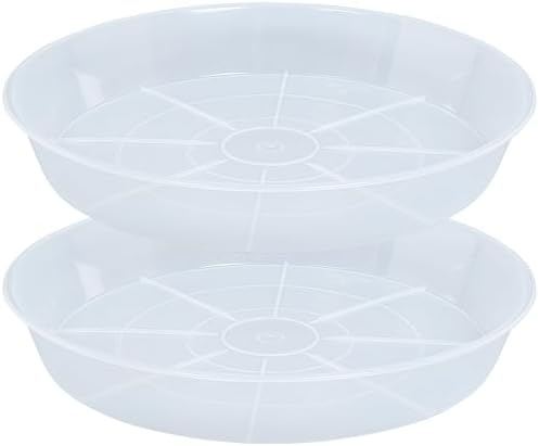 2 Pack Plant Saucer Drip Tray 19 inch, Large Heavy Sturdy Plastic Planter Flower Pot Saucers for Indoor Outdoor Garden, Plant Water Drip Trays for pots (19" 2Pack, Clear) by Afrine