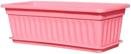 17.32" Window Boxes Planter Thickened Rectangular Pots with Saucers Drainage Holes Vegetable Planter Windowsill Planters Box for Indoor and Outdoor Gardening (Pink, One Size) by Unknown