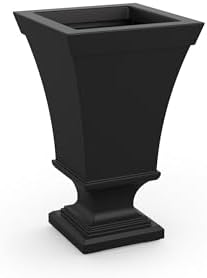 Mayne Vienna 25in Self-Watering Tall Square Urn Planter, Black - Image 2