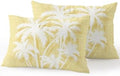Tropical Palm Tree 12x20 Waterproof Outdoor Lumbar Pillows Set of 2 with Inserts, Vintage Yellow Exotic Botanical Plants Patio Decorative Cushion Pillows for Outdoor Sofa Bench Porch Balcony by Hokiten