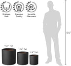 Kante Modern Home Minimalist 9.8" Tall Black Concrete Cylinder Planter - Image 7