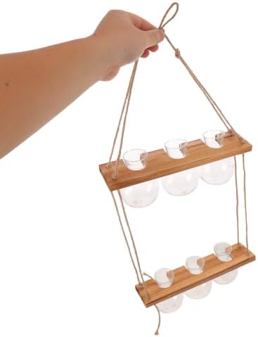 Tier Wall Mounted Wood Plant Propagation Station with Glass Vases - Image 4