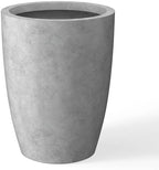 Kante Small Round Tapered Pale Gray Concrete Planter 18.1" Tall, Outdoor by Unknown