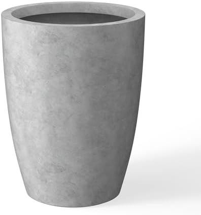 Kante Small Round Tapered Pale Gray Concrete Planter 18.1" Tall, Outdoor by Unknown