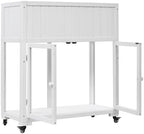 Wooden Cold Frame Greenhouse with Wheels, Garden Shed for Plants, Compact 2 Doors Greenhouse Cabinet, Flower Plant Cabinet with Raised Bed, White 35.4''x17.7''x37.4'' - Image 7