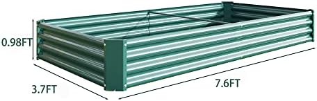 Gagihoom Outdoor Large Galvanized Metal Raided Garden Bed,Planter Box for Flowers Vegetables Fruit,Rectangular (Green, 7.6x3.7x1 ft) - Image 7