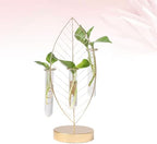 Abaodam Golden Leaf Iron Frame Glass Flower Vase with 3 Test Tubes Hydroponic Planter for Home Plant Propagation and Floral Arrangement Decor - Image 6