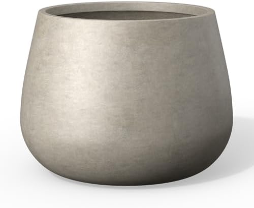 Kante Modern Home Minimalist 18.1" Dia Patina Concrete Curved Planter by Unknown