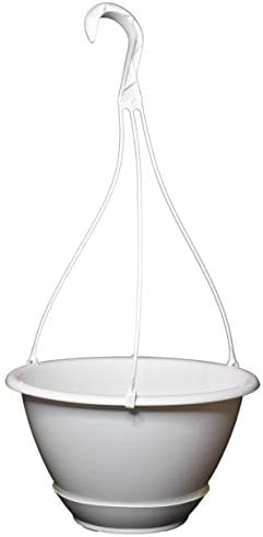 10" White Plastic Hanging Basket with Saucer for Indoor/Outdoor Use by Koba (5) - Image 5