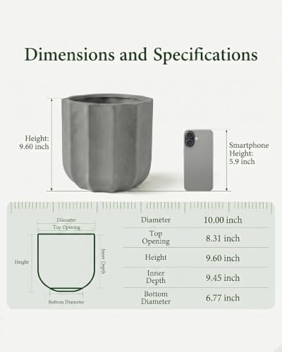 10 Inch Ceramic Plant Pot for Indoor Plants with Drainage Hole - Image 3