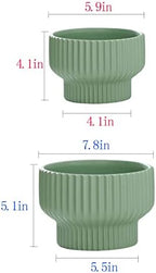 Puoyik 2 Piece Set of Flower Pots 8/6 inches, Ceramic Flower Pots with Drainage Holes, Indoor and Outdoor Plant Flower Planter (7.8/5.9 Green) - Image 2