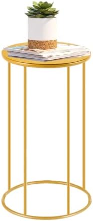 Upgraded 21.6"x9.8" Gold Pedestal Table - Accent Side Table for Living Room by Unknown