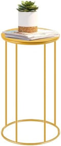 Upgraded 21.6"x9.8" Gold Pedestal Table - Accent Side Table for Living Room by Unknown