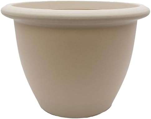 The HC Companies Sevilla Flower Planters - Durable Outdoor & Indoor Planter - Round Lightweight Self Watering Plant Pots for Herbs & More (14" Cottage Stone, Pack of 1) by TheHCCompanies