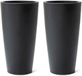 Step2 Tremont Tall Round Tapered Planter 2-Pack, 28 in Resin Planters, Self-Watering, Onyx Black by Unknown