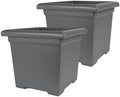 The HC Companies Accent Square Plant Pot, 15.5 Inch, Warm Gray, 2-Pack by TheHCCompanies
