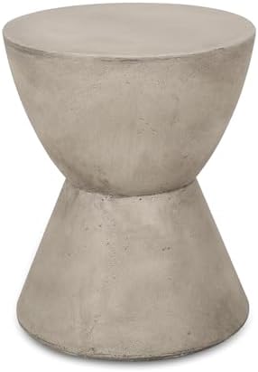 ø15.25'' Concrete Side Table End Table for Outdoor & Living Room, Modern Round Circle Hourglass Style, Durable and Lightweight, Cement Material, No Assembly, Light Gray - Image 6