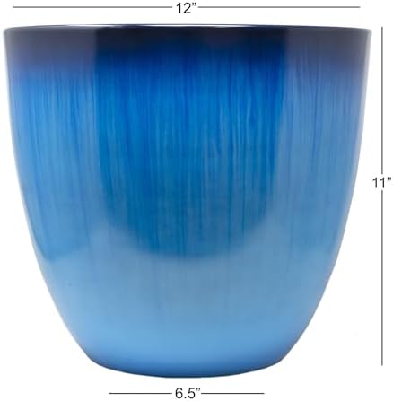 Gardener Select (EPR12-204) Large Egg Shaped Planter - Modern Indoor & Outdoor Decorative Flower Pot/Box (12 Inch, Blue Flower) - Image 3