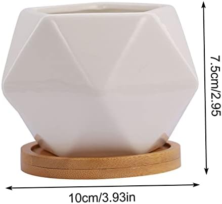 TOYANDONA 3 Sets Ceramic Succulent Flower Pots Drainage Tray Unique Planters for Indoor and Outdoor Decoration - Image 2