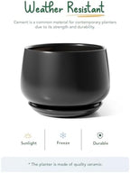 LE TAUCI Ceramic Planter, 12 Inch, Large Plant Pot, Indoor Plant Pot, Black - Image 5