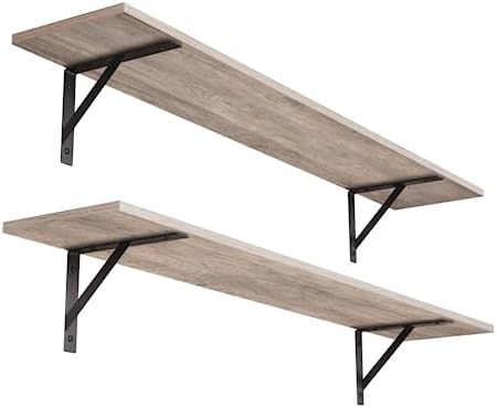 DINZI LVJ Long Wall Shelves, 39.4 Inch Wall Mounted Shelves with Brackets by DINZILVJ
