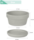 vensovo 5.7 Inch Grey Terracotta Succulent Pots with Saucers, 6 Pack - Image 2