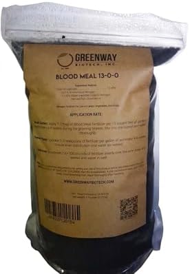 Greenway Biotech, Inc. Blood Meal 13-0-0 for Flowers, Fruits, Vegetables Plants- Nitrogen Fertilizer Plant Food for Home Gardening - 5 Pounds by GreenwayBiotechInc
