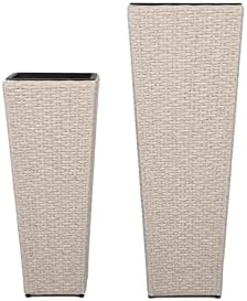 Christopher Knight Home Jorine Patio Wicker Planters Set of 2, Rattan Garden Urn, Iron Frame Flower Pots, Woven Wicker Garden Pot, 2 Plant Urns with Drainage Hole for Backyard Hall Balcony, Beige - Image 3