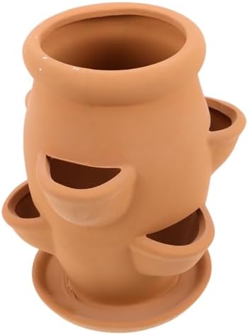 Toyvian Strawberry Tower Planter Pot - Ceramic Multi Pocket Planting Pot for Succulents Strawberries and Small Flowers - Lightweight Indoor Outdoor Decorative Flower Container by Toyvian