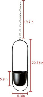 RISEON Boho Black Metal Plant Hanger,Metal Wall and Ceiling Hanging Planter, Modern Planter, Mid Century Flower Pot Plant Holder, Minimalist Planter for Indoor Outdoor Home Decor - Image 6