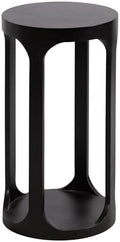 Kate and Laurel Dahl Modern Slatted Wooden Round Drink Table; 12 x 23; Black; Transitional Wood Accent Pedestal Table for Use as Living Room Plant Stand or Small Bedroom Nightstand by KateandLaurel
