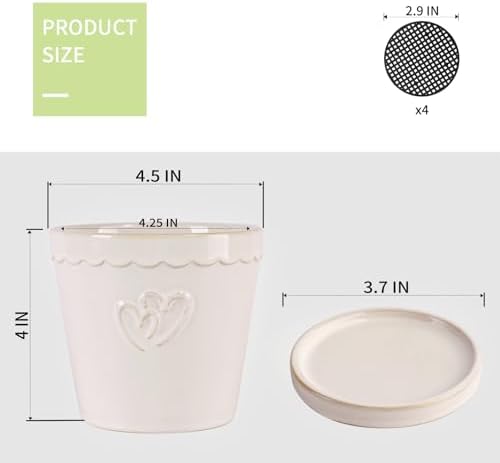 4.5" Ceramic White Planter Pots with Saucers Set of 4 - Image 4