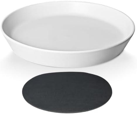 Ceramic Plant Saucer Tray 9 10 11 Inch White, 11.3" OD x9.7 ID x1.8 Deep| Round Sturdy Heavy Duty Glazed Bevel Planter Drip Flower pots with Catch Basin for Indoor Outdoor Plants by Unknown